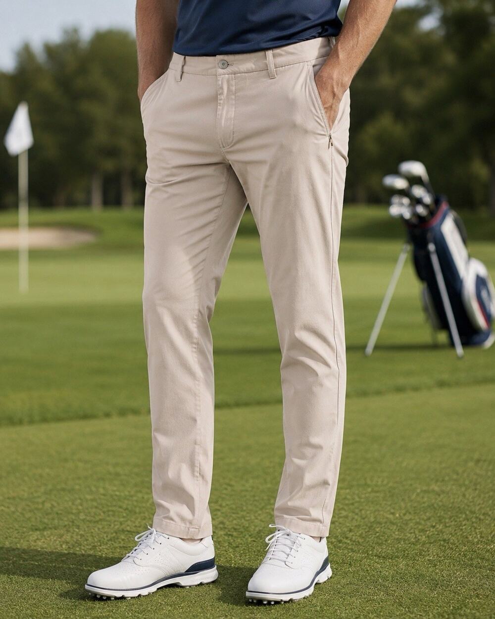 Bird Dogs Men’s Khaki Golf Chino Pants 32x30 Flat Front Stretch Performance